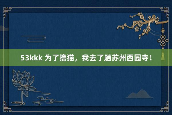 53kkk 为了撸猫，我去了趟苏州西园寺！