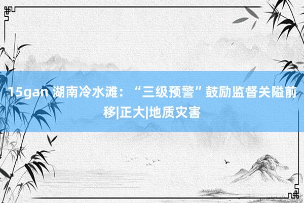 15gan 湖南冷水滩：“三级预警”鼓励监督关隘前移|正大|地质灾害